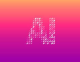 Futuristic AI logo with digital chip, neural brain, chat dots and energy matrix. Smart assistant symbol for tech, science, medicine, music, startup or automation brand. illustration vector