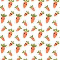 Carrot seamless pattern. Cute carrot with kawaii face pattern. vector
