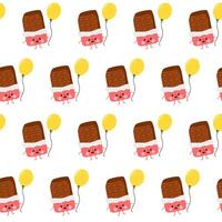 Chocolate character seamless pattern on white background. vector