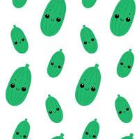 Seamless pattern with cucumber. Green cute cucumber pattern. vector
