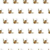 Simple bee seamless pattern on white background. vector