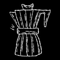 A black and white sketch of a coffee kettle in the sketch style. Lines of hot drinks for the cafe menu. vector