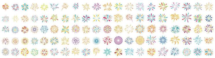 Colorful fireworks exploding in festive celebration display vector
