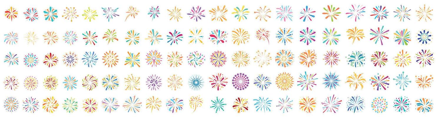 Colorful fireworks exploding in festive celebration display