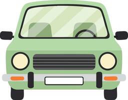 Green vintage car front view illustration with simple design and retro style for transport or travel themed projects vector