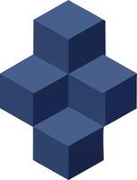 Blue isometric cube cluster abstract geometric design illustration with dark and medium shades vector