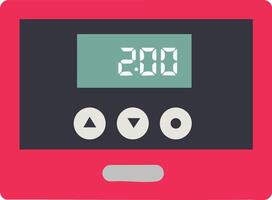 Digital timer device with red frame and green screen showing countdown time 2 minutes illustration vector
