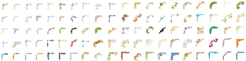 Collection of colorful corner decorations for design projects vector