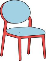 Modern chair with light blue seat and backrest and red frame illustration for interior design and furniture concepts vector