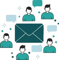 Communication concept with envelope and people icons for messaging and social interaction illustration vector