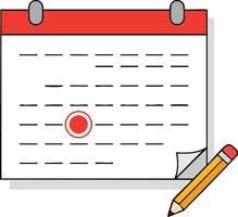 Calendar with Marked Date and Pencil for Planning and Scheduling Illustration vector