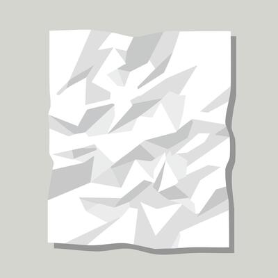 Crumpled white paper texture with shadows and light effects on gray background illustration