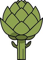 Artichoke vegetable illustration with green leaves and stem simple graphic design vector