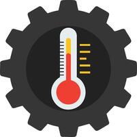 Gear with thermometer icon representing temperature control and mechanical heat regulation technology illustration vector