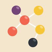 Molecular structure colorful atoms connected with bonds in simple flat style illustration vector