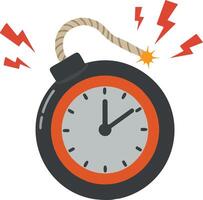 Bomb timer countdown with lit fuse and red sparks illustration design vector
