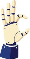 Robotic hand illustration with beige and dark blue details showing mechanical fingers in open gesture image vector
