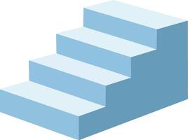Isometric light blue stairs illustration with simple geometric design and perspective view for architecture and construction concepts vector