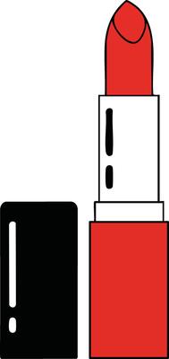 Red lipstick tube with black and white case simple illustration for makeup and beauty design elements