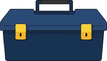 Toolbox with dark blue body and yellow latches simple illustration for tool storage and organization vector