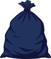 Dark blue tied garbage bag illustration for waste disposal and trash collection concepts graphic vector