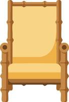 Bamboo armchair with yellow cushion and wooden frame in simple flat style for home decor and furniture design vector