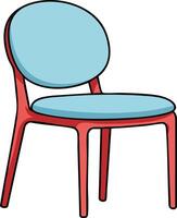 Modern blue and red chair with rounded backrest and minimalist design illustration graphic vector