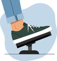 Foot pressing pedal with sneaker shoe in casual style illustration for music or machine control design vector