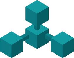 Abstract geometric cube structure connected in 3D isometric design for technology and science visualization vector