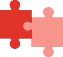 Two connected puzzle pieces in red and pink symbolizing unity and connection concepts illustration vector