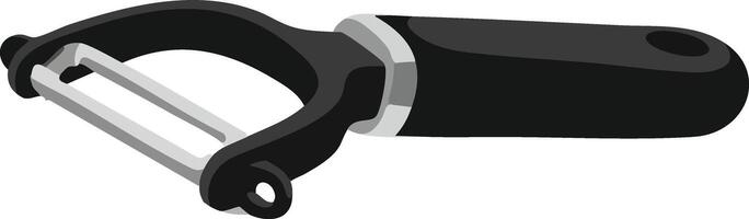 Vegetable peeler kitchen tool with black handle for easy food preparation and cooking tasks vector