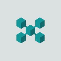 Isometric cubes network connection graphic design for technology and digital communication concepts illustration vector