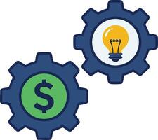 Gear wheels with light bulb and dollar sign icons symbolizing innovation and finance concepts illustration vector