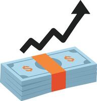 Stack of money with upward arrow financial growth concept illustration for business success and investment increase vector