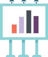 Bar chart on presentation board with three legs and spotlights illustration for business and data analysis vector