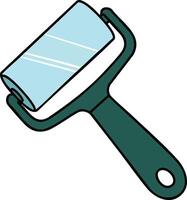 Paint roller tool with black handle and light blue roller illustration for painting and decorating projects vector
