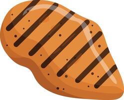 Grilled steak meat food illustration with brown color and grill marks design vector