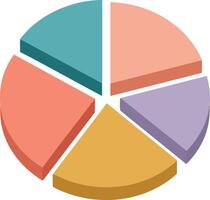3D pie chart illustration with colorful segmented sections for business and data visualization purposes vector