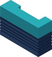 Isometric mechanical component illustration with teal and dark blue colors in 3d perspective design vector