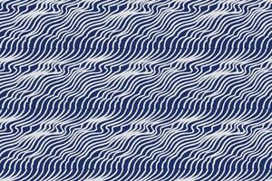 Hand drawn brush lines abstract curvy flowing water seamless pattern in white and indigo blue, simple graphic for textile, decoration vector