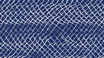 Hand drawn intersection diagonal brush lines abstract distorted wavy mesh pattern, Japanese and ethnic wood carving, loosely woven fabric, net-like texture background in white and blue vector