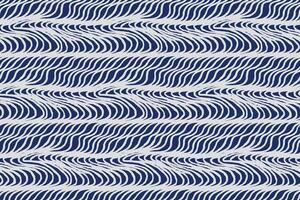 Abstract distorted waves and ripples brush lines seamless pattern, Japanese folk and ethnic hand drawn, block print flowing water texture background in white and blue vector