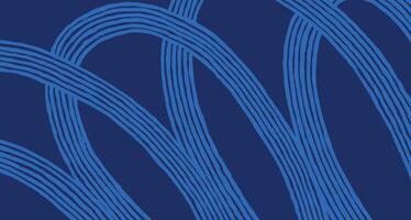 Abstract curvy stripes brush lines pattern in blue, Japanese and ethnic hand drawn, block print texture background, simple graphic for textile, carpet, decoration vector
