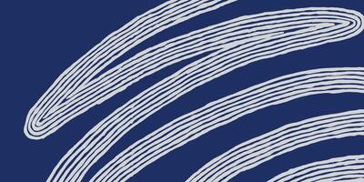 Organic Indigo Currents, Hand-Drawn Abstract Pattern of Flowing White Lines on a Deep Blue background, simple Serenity and Natural Movement vector