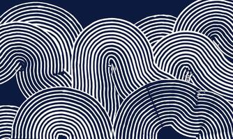 Abstract brush lines curvy wave pattern, Japanese zen garden hand drawn, wood carving texture background in white and blue, simple graphic for textile, carpet, decoration vector