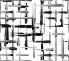 Seamless hand paint ink brush lines abstract imperfect square grid cross over weaving basketry pattern in black and white, Japanese and ethnic block print texture background for textile, carpet vector