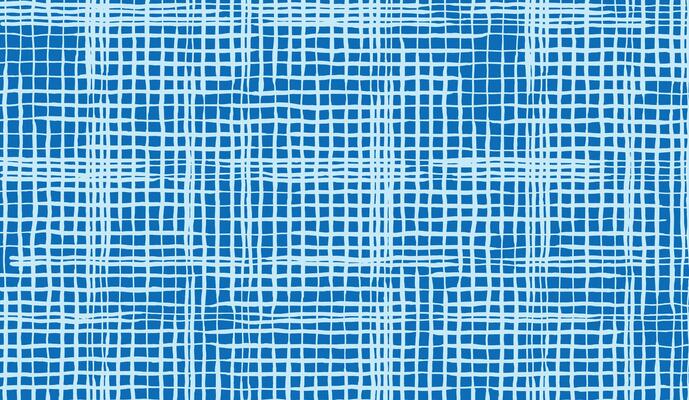 Hand drawn intersection brush lines abstract grid mesh pattern, Japanese wood carving, bamboo weaving, loosely woven fabric, fishing net texture background in white and blue