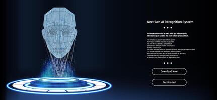 Innovative AI recognition system showcasing advanced technology in a futuristic environment vector