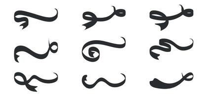 SA set of calligraphic strokes to emphasize Swoosh in retro style. Sports symbol typography font, elements. letter tail for baseball design, soccer design. vector