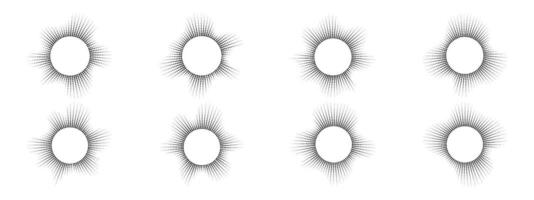 A set of burst ray equalizers . Radial sound, sound waves. Music symbol, circular sound waves, digital communication. radial spectrum. vector